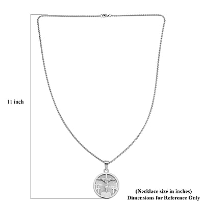 Bible Cross Coin Men's Pendant Necklace 24 Inches in Stainless Steel