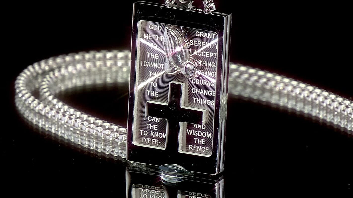 Cross with Bible Pendant Necklace in Stainless Steel (24 Inches)