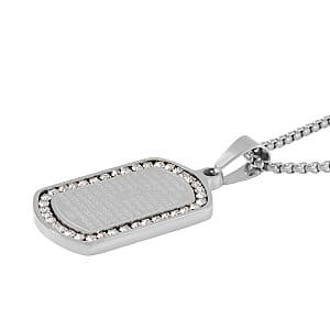 Austrian Crystal Cross with Bible Men's Pendant Necklace (24 Inches) in Stainless Steel