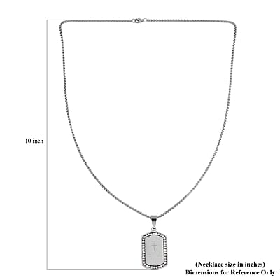 Austrian Crystal Cross with Bible Men's Pendant Necklace (24 Inches) in Stainless Steel