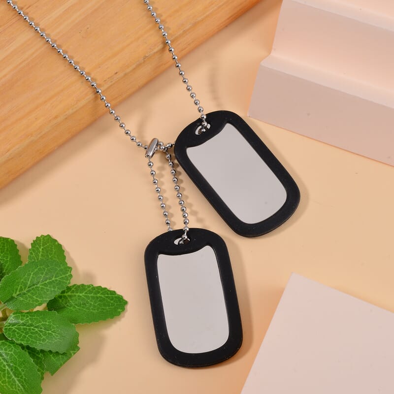 Bar Pendant Necklace 24-26 Inches in Stainless Steel