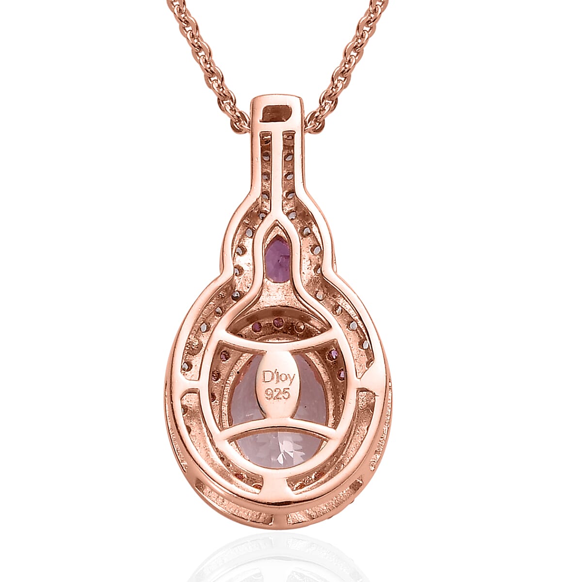 Premium Pink Morganite and Multi Gemstone Cocktail Pendant Necklace 20 Inches in Vermeil Rose Gold Over Sterling Silver 1.85 ctw