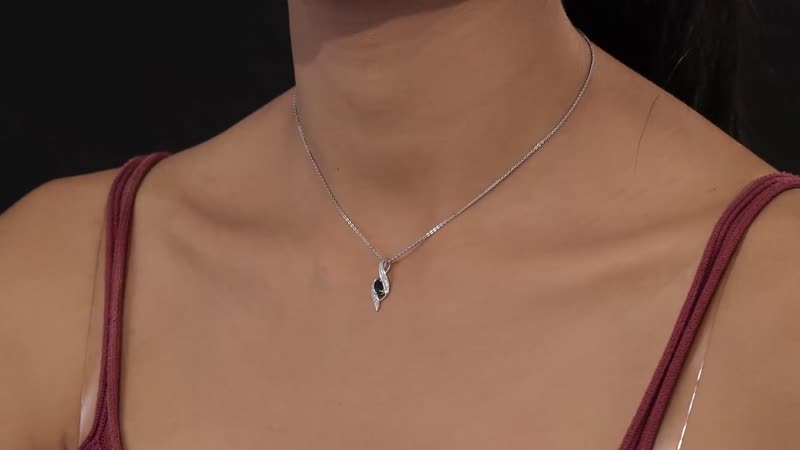 Monte Belo Indicolite and White Zircon Pendant Necklace 20 Inches in Platinum Over Sterling Silver 0.30 ctw