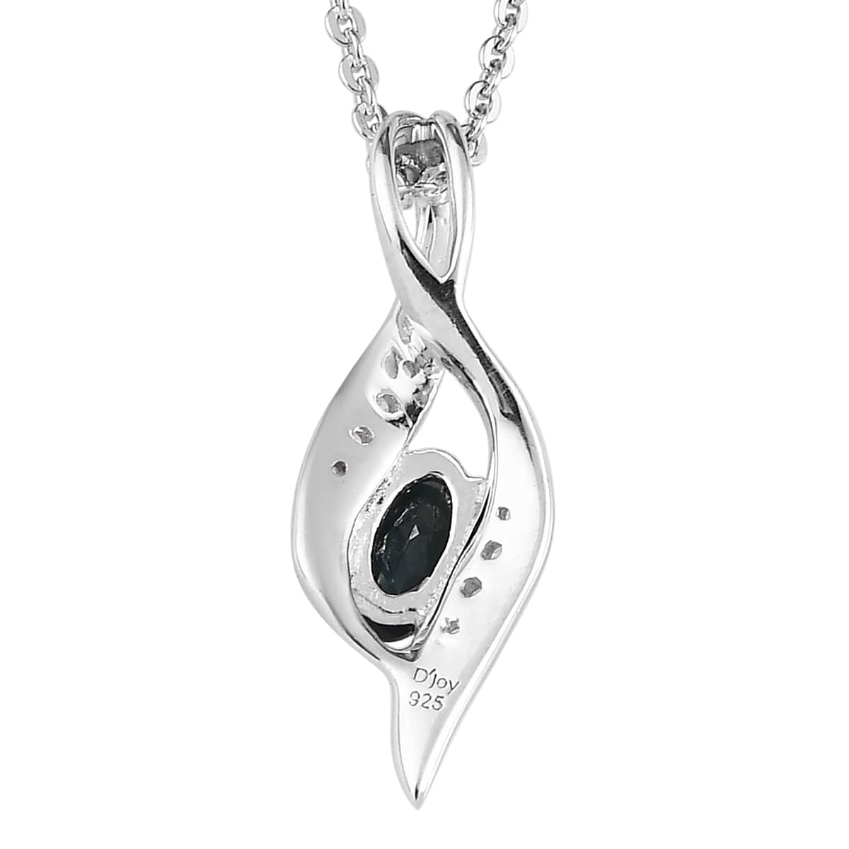Monte Belo Indicolite and White Zircon Pendant Necklace 20 Inches in Platinum Over Sterling Silver 0.30 ctw image number 4