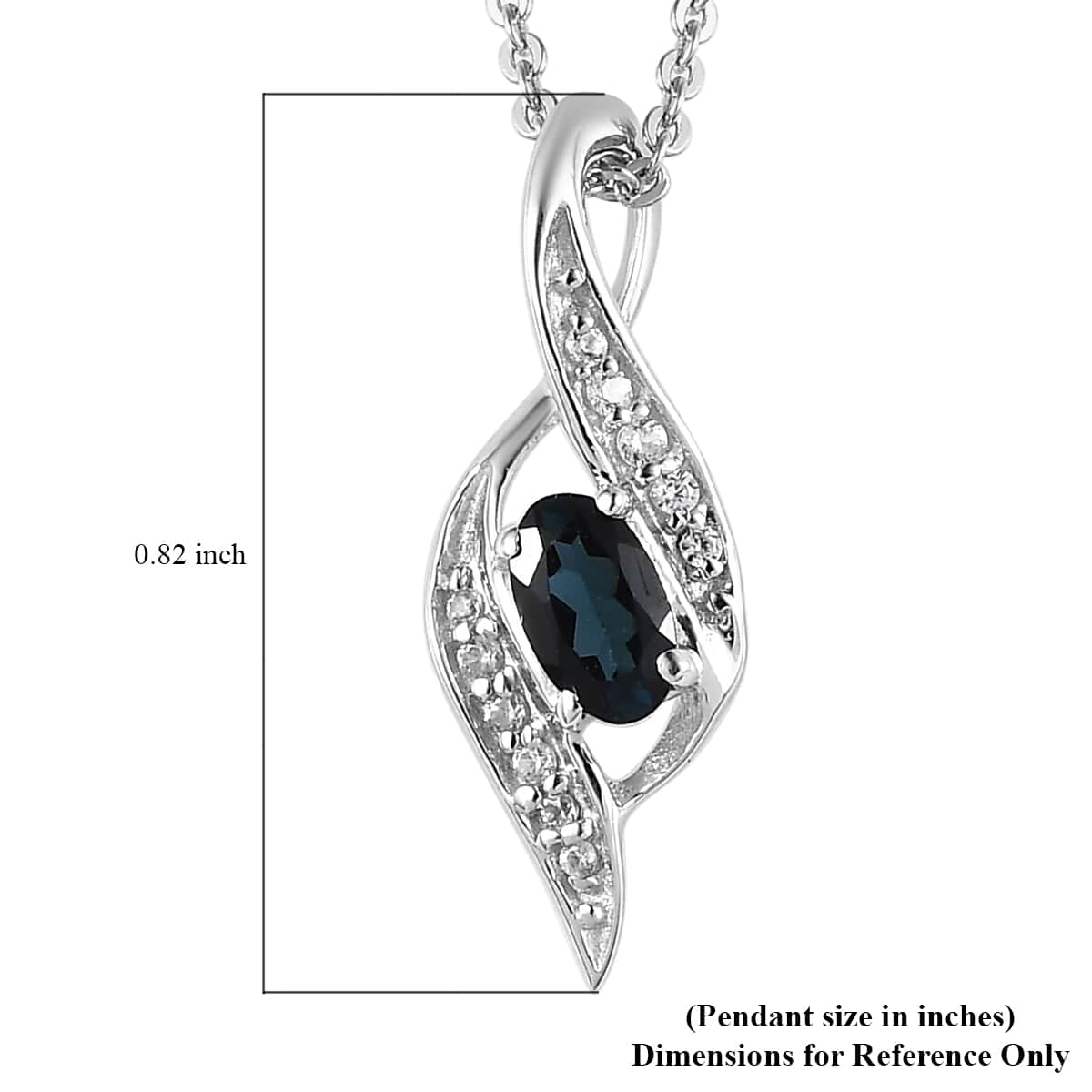 Monte Belo Indicolite and White Zircon Pendant Necklace 20 Inches in Platinum Over Sterling Silver 0.30 ctw image number 5