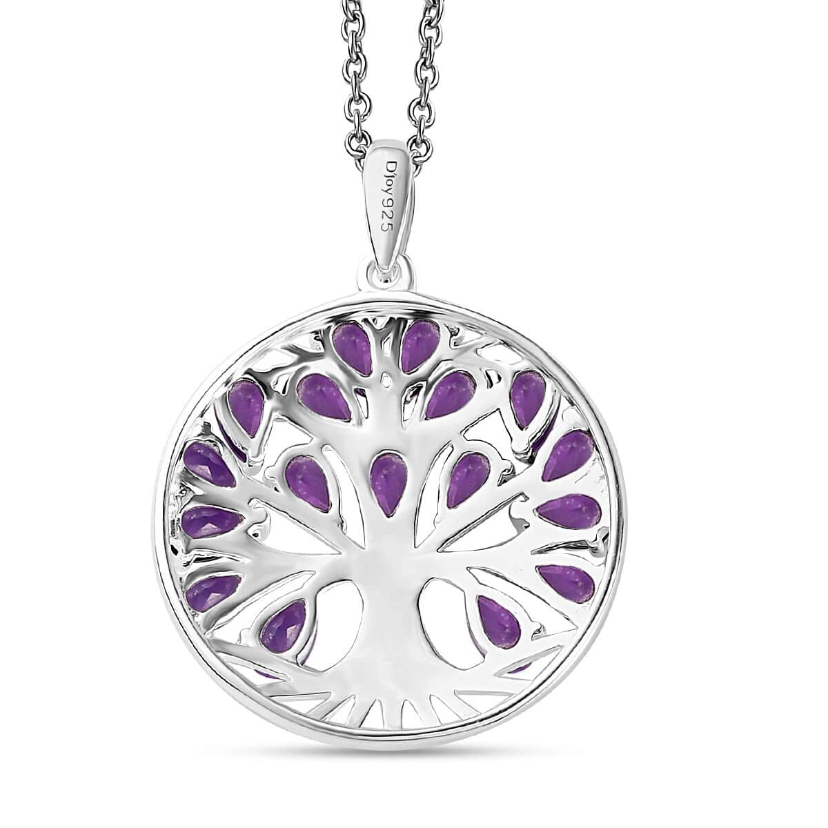 African Amethyst Pendant in Tree of Life Platinum Over Sterling Silver with Stainless Steel Necklace 20 Inches 3.40 ctw image number 4