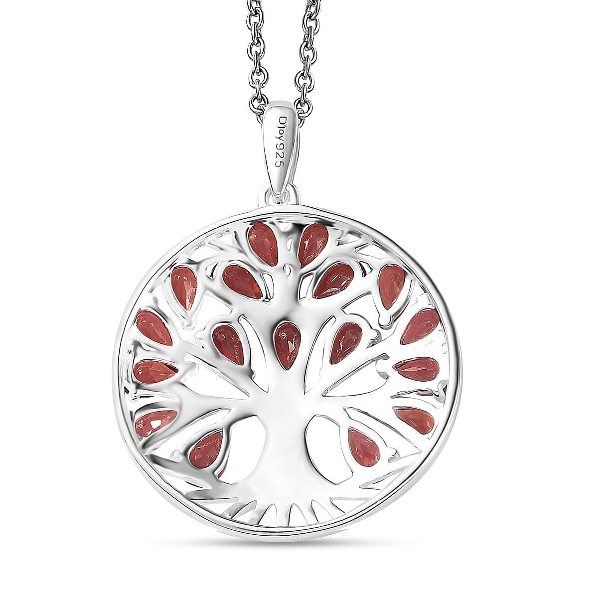 Mozambique Garnet Pendant in Tree of Life Platinum Over Sterling Silver with Stainless Steel Necklace 20 Inches 3.40 ctw image number 4
