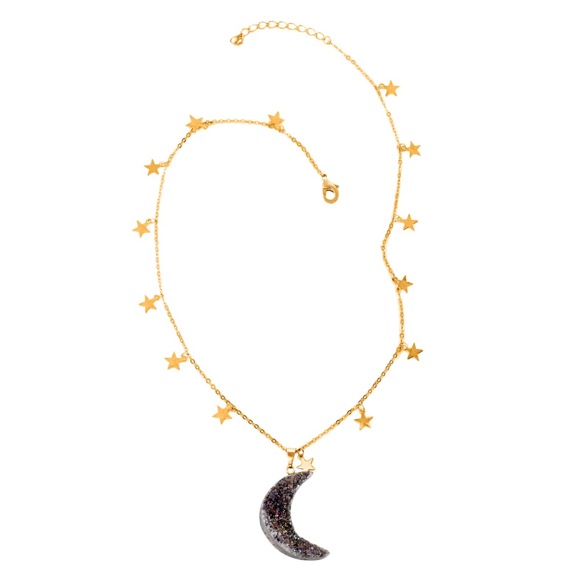 Agate 26.00 ctw Star Charm Pendant Necklace in Goldtone 16.5-18.5 Inches image number 0