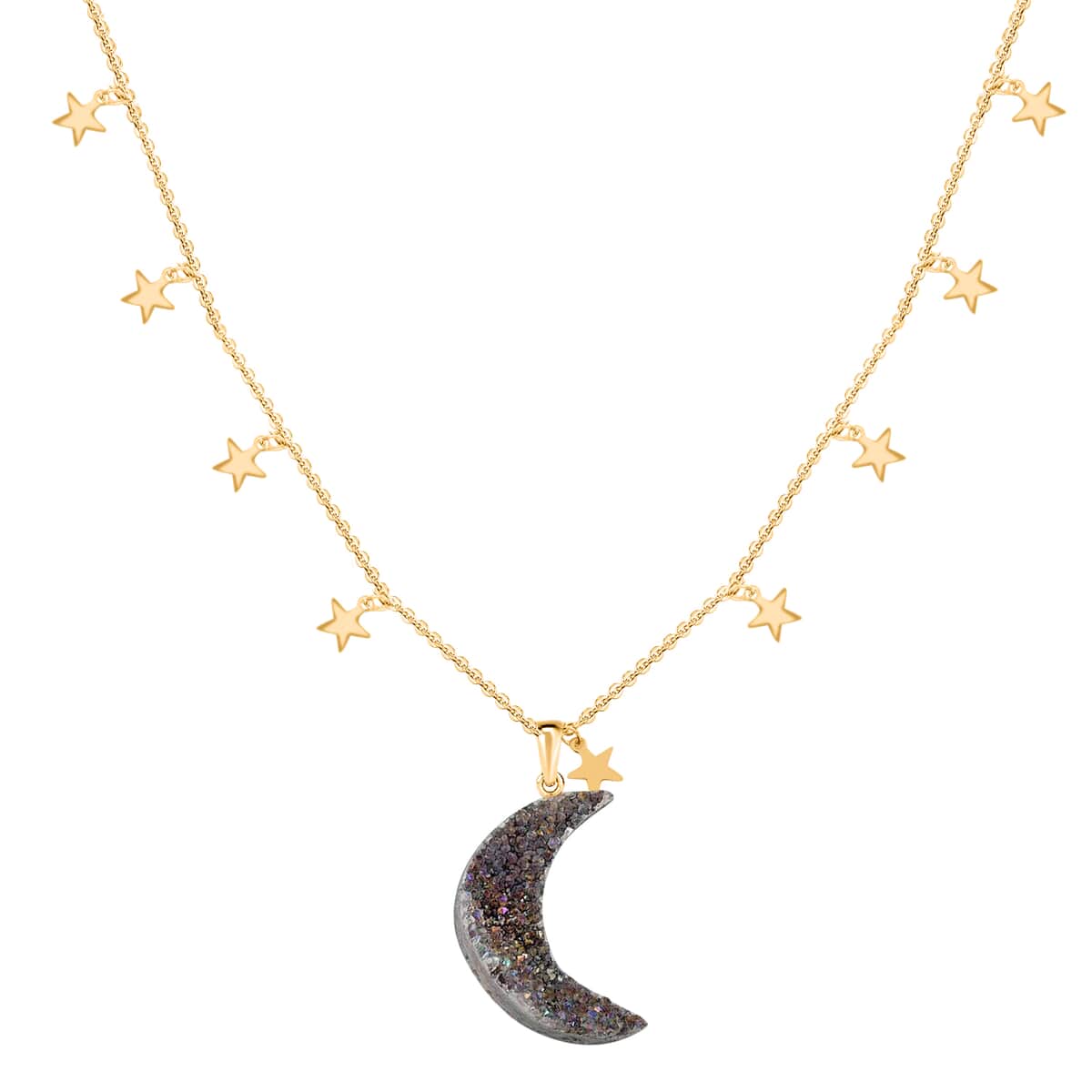 Agate 26.00 ctw Star Charm Pendant Necklace in Goldtone 16.5-18.5 Inches image number 2