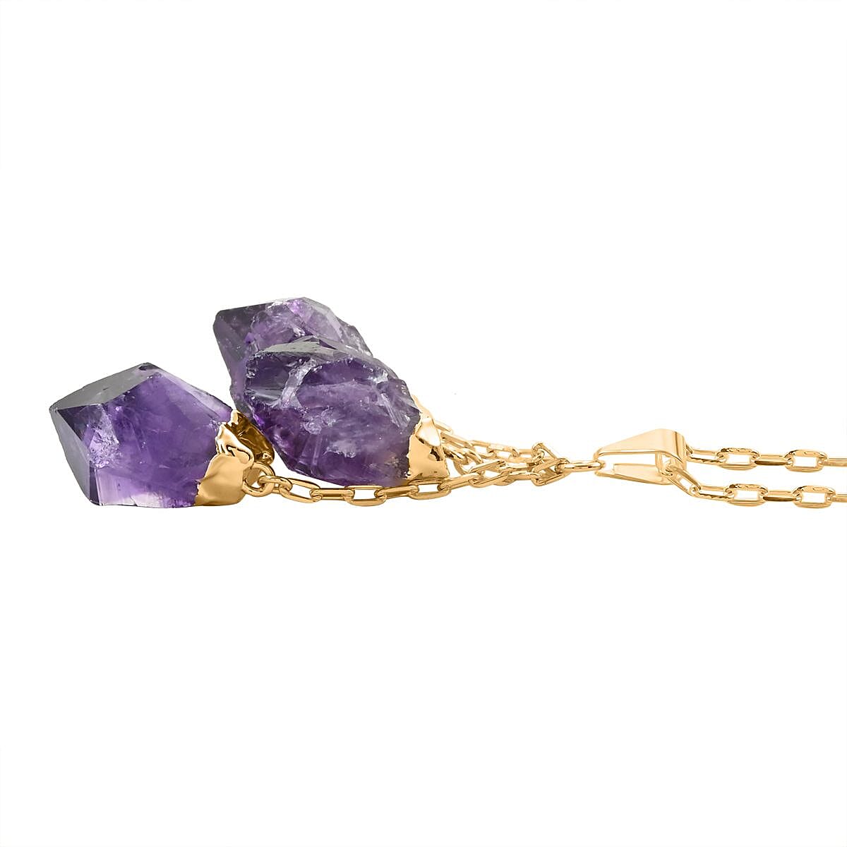 Amethyst Pendant Necklace 28.5-30.5 Inches in Goldtone 54.00 ctw image number 3