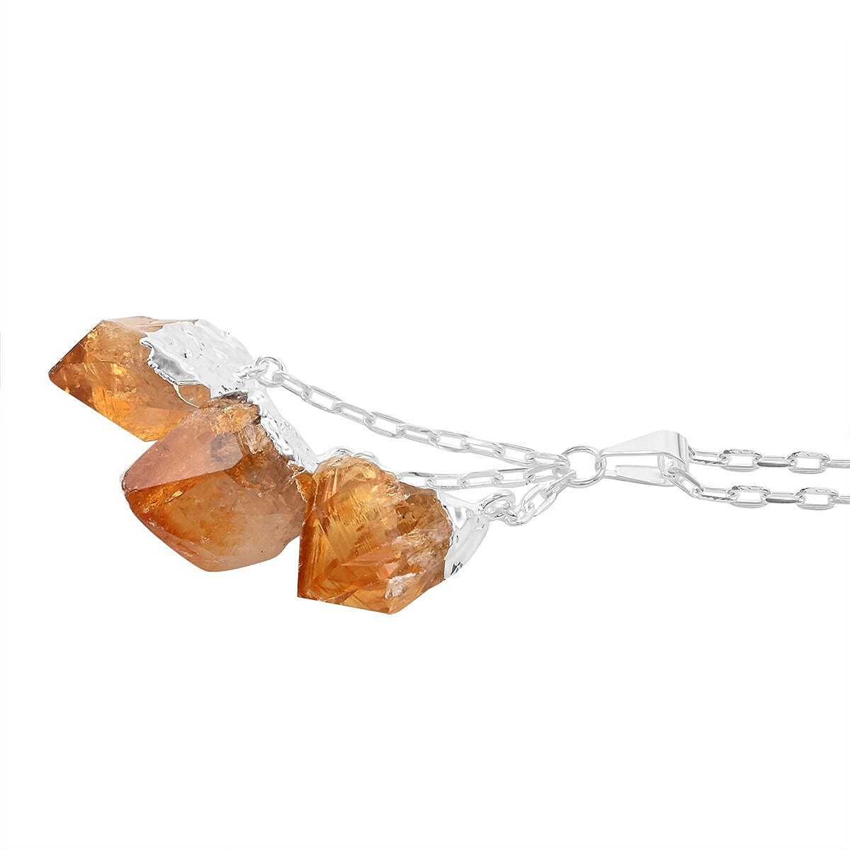 Brazilian Citrine Pendant Necklace 28-30 Inches in Silvertone 60.00 ctw image number 3