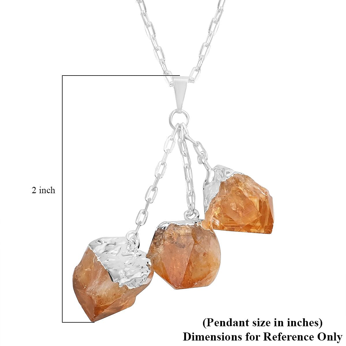 Brazilian Citrine Pendant Necklace 28-30 Inches in Silvertone 60.00 ctw image number 5
