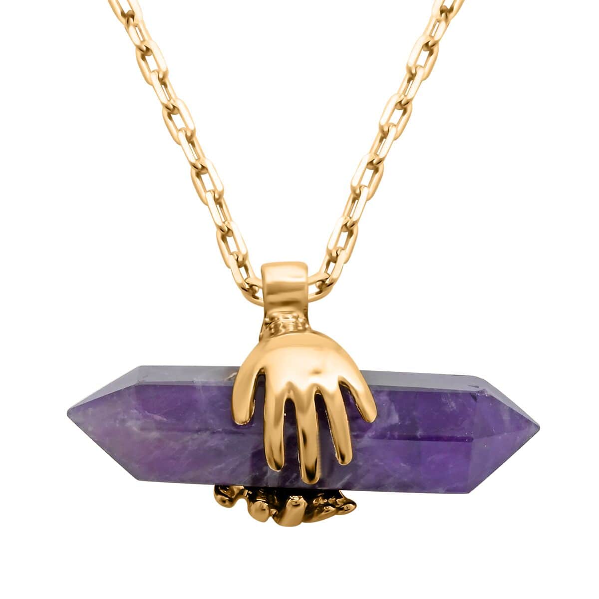 Amethyst Pendant Necklace 18.5-20.5 Inches in Goldtone 35.50 ctw image number 0