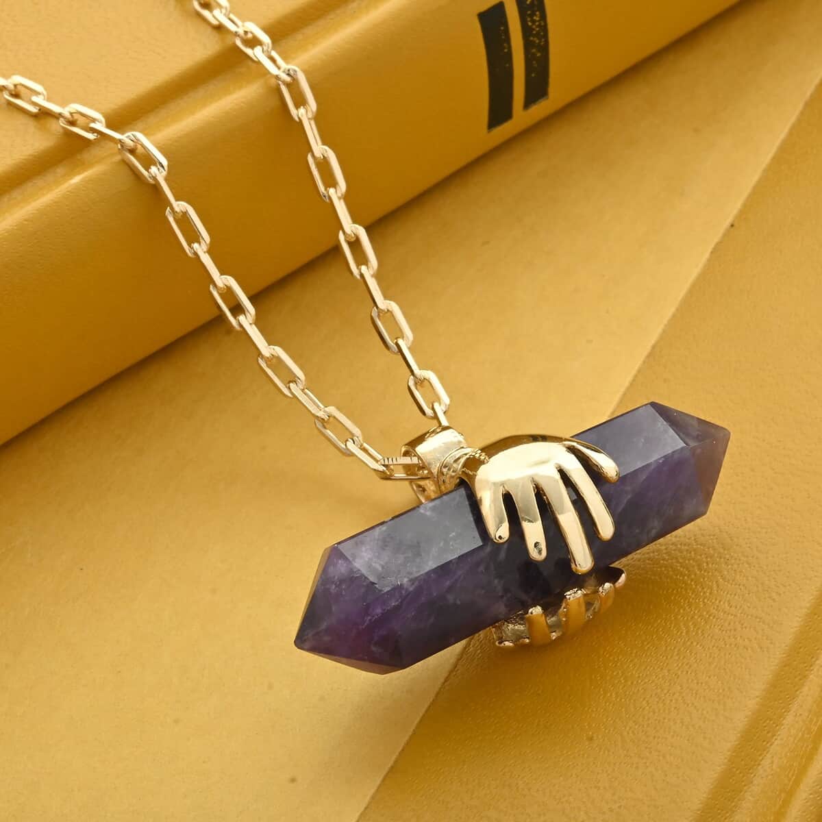 Amethyst Pendant Necklace 18.5-20.5 Inches in Goldtone 35.50 ctw image number 1