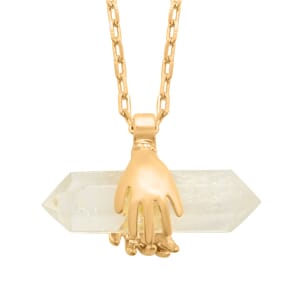 Made in Brazil Crystal Pendant Necklace 18.5-20.5 Inches in Goldtone 34.50 ctw