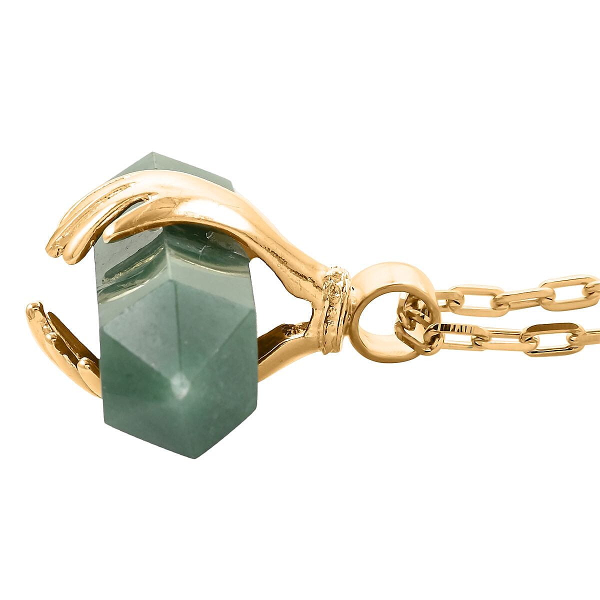 Green Quartz Pendant Necklace 18.5-20.5 Inches in Goldtone 55.00 ctw image number 3
