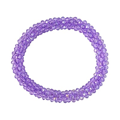 Purple Magic Color Glass Beaded Bracelet (7.0-7.50In) and Earrings in Silvertone