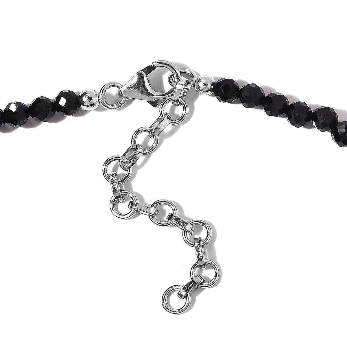 Thai Black Spinel Pendant with Beaded Necklace 18 Inches in Platinum Over Sterling Silver 110.15 ctw image number 3
