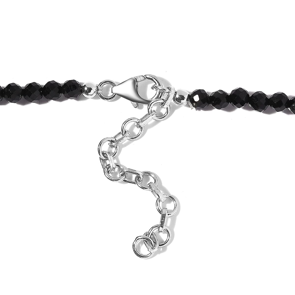 Thai Black Spinel Pendant with Beaded Necklace 18 Inches in Platinum Over Sterling Silver 114.30 ctw image number 3