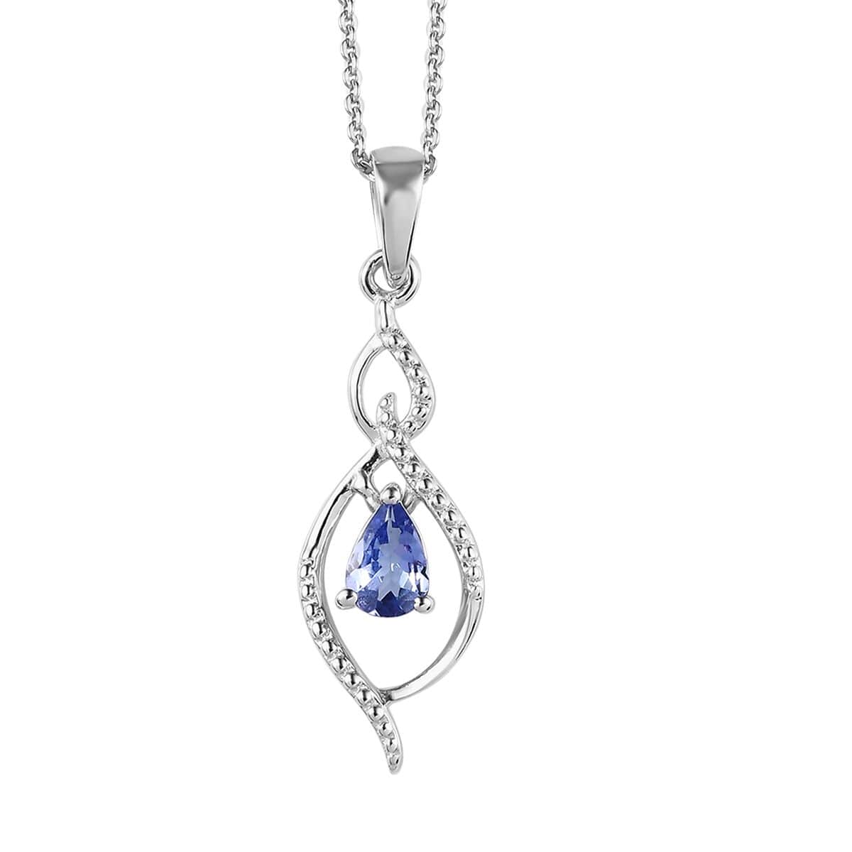 Tanzanite Pendant Necklace 20 Inches in Platinum Over Sterling Silver 0.35 ctw image number 0