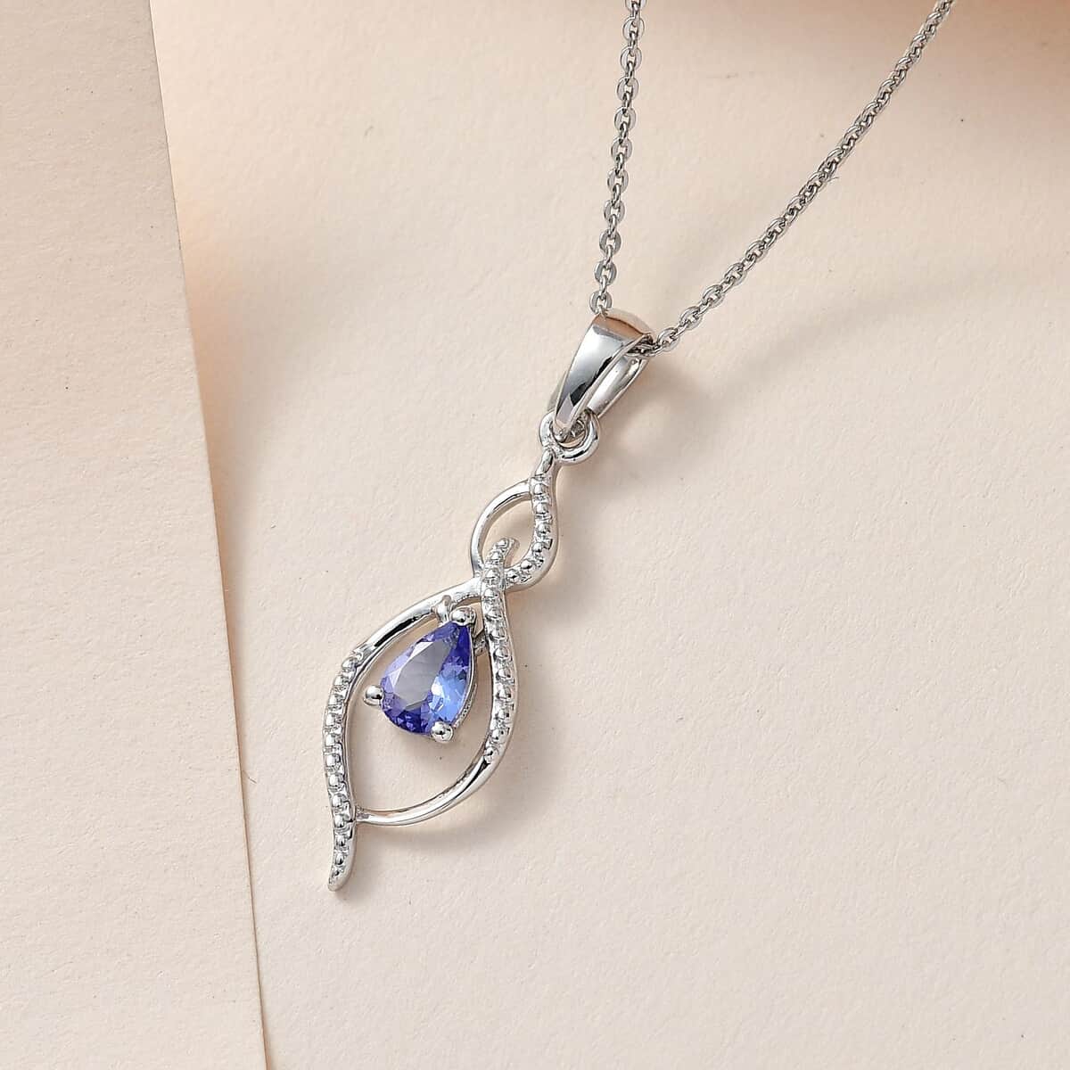 Tanzanite Pendant Necklace 20 Inches in Platinum Over Sterling Silver 0.35 ctw image number 1