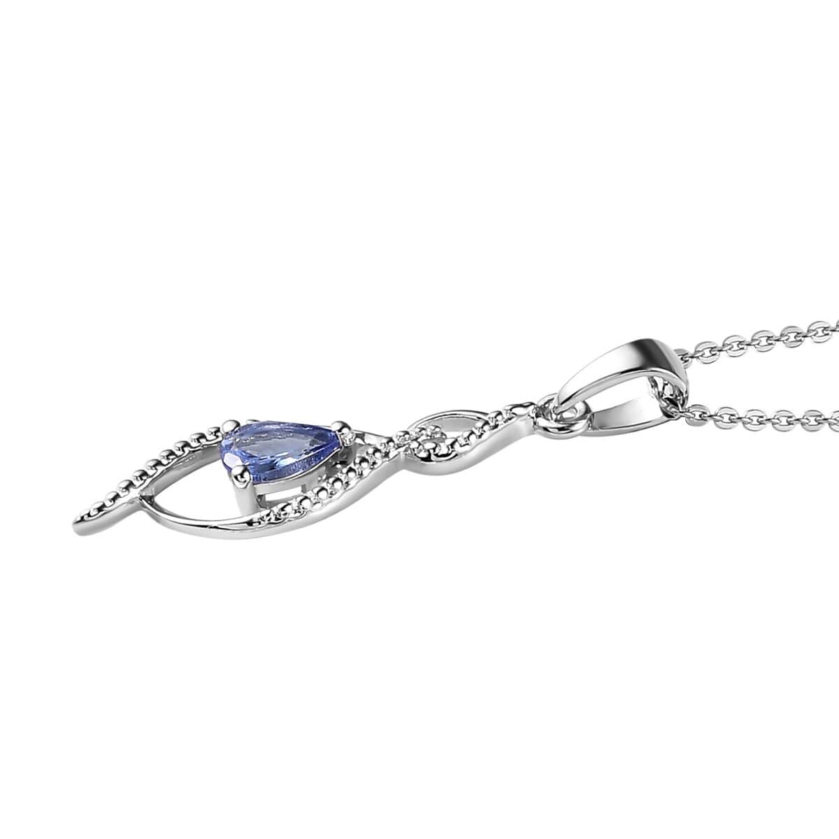 Tanzanite Pendant Necklace 20 Inches in Platinum Over Sterling Silver 0.35 ctw image number 3