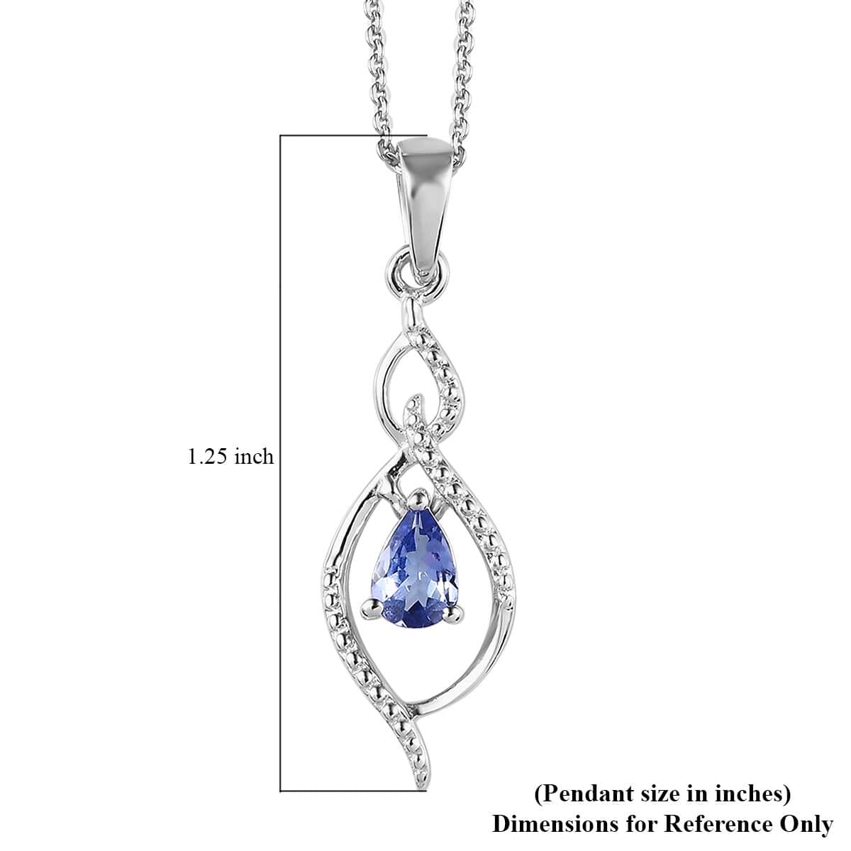 Tanzanite Pendant Necklace 20 Inches in Platinum Over Sterling Silver 0.35 ctw image number 6