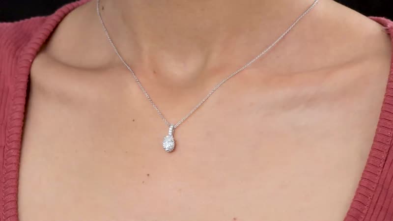 Moissanite Pendant Necklace 20 Inches in Platinum Over Sterling Silver 1.65 ctw