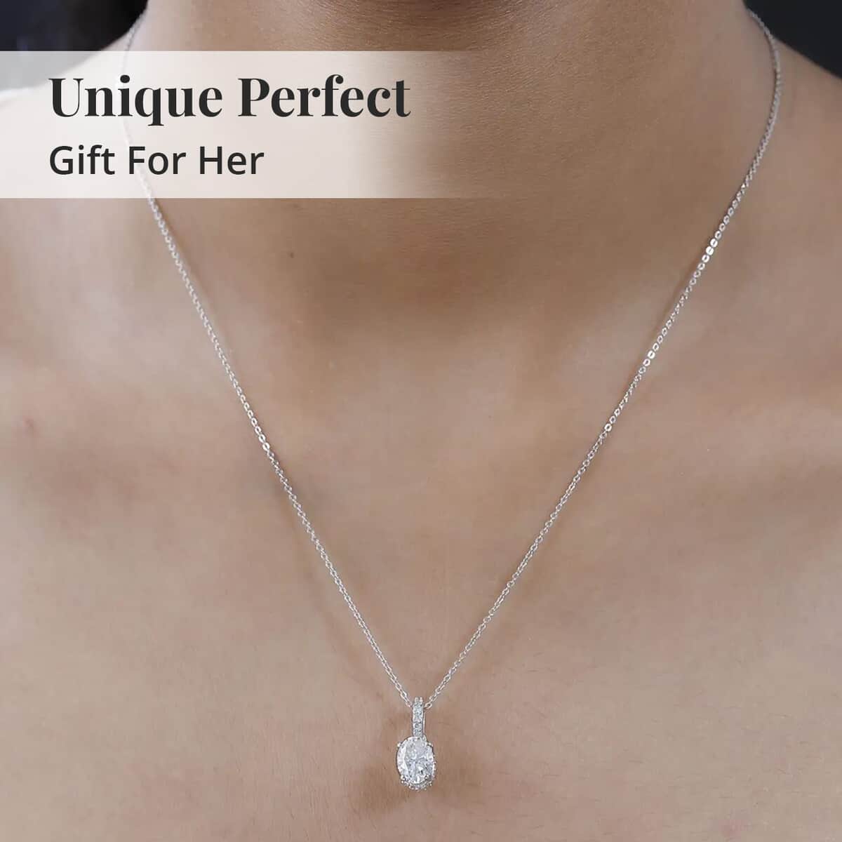 Moissanite Pendant Necklace 20 Inches in Platinum Over Sterling Silver 1.65 ctw image number 6