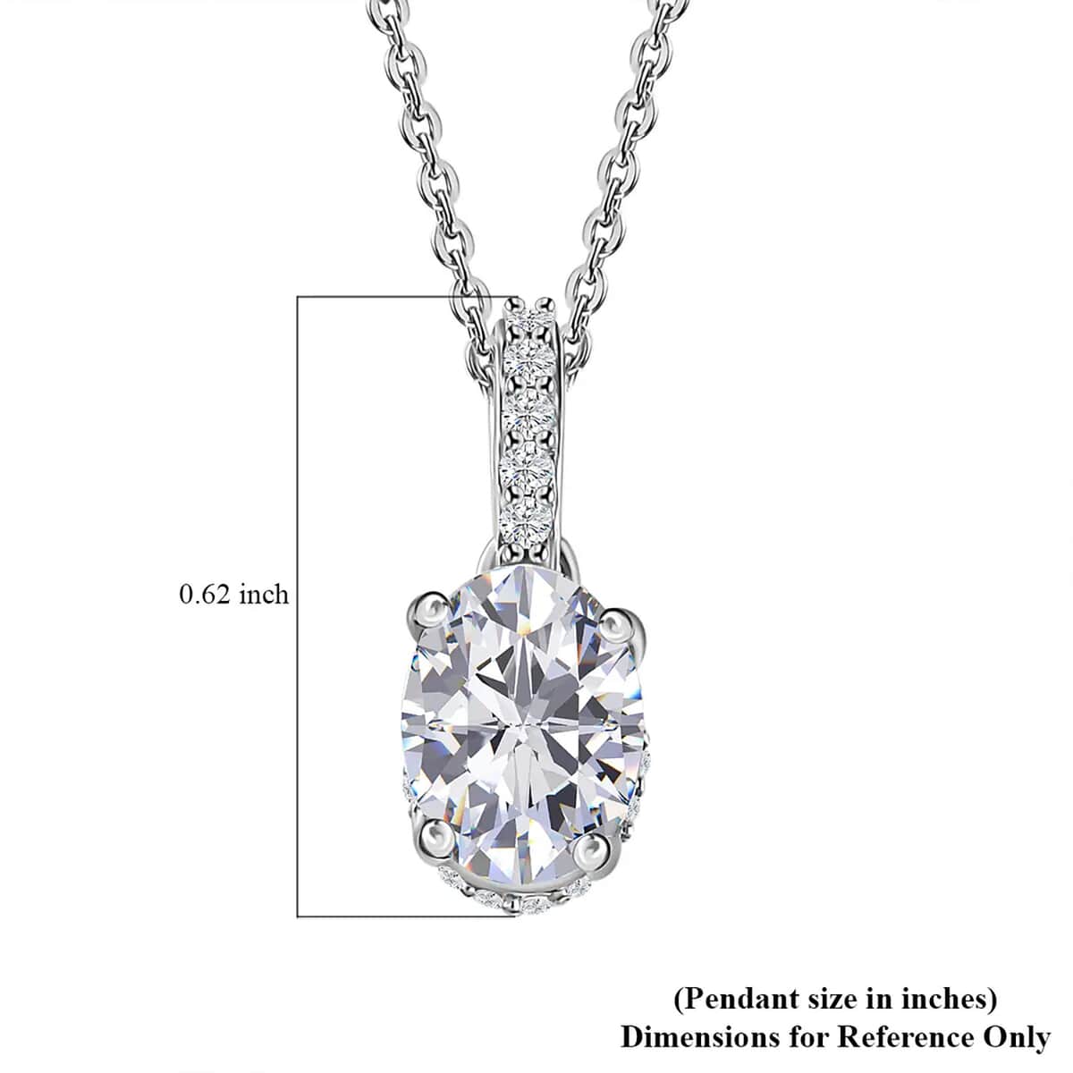 Moissanite Pendant Necklace 20 Inches in Platinum Over Sterling Silver 1.65 ctw image number 7