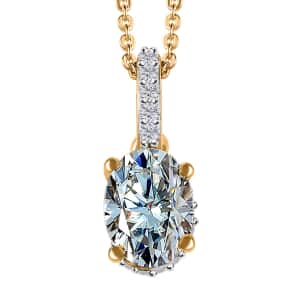 Moissanite Pendant Necklace 20 Inches in Vermeil Yellow Gold Over Sterling Silver 1.65 ctw