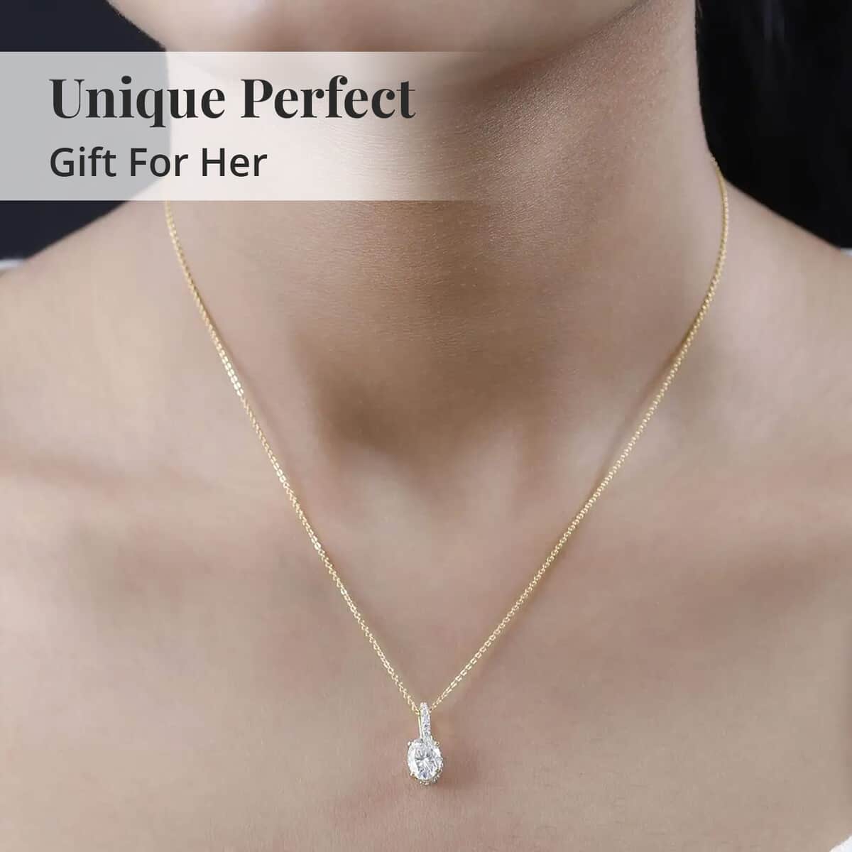 Moissanite Pendant Necklace 20 Inches in Vermeil Yellow Gold Over Sterling Silver 1.65 ctw image number 6