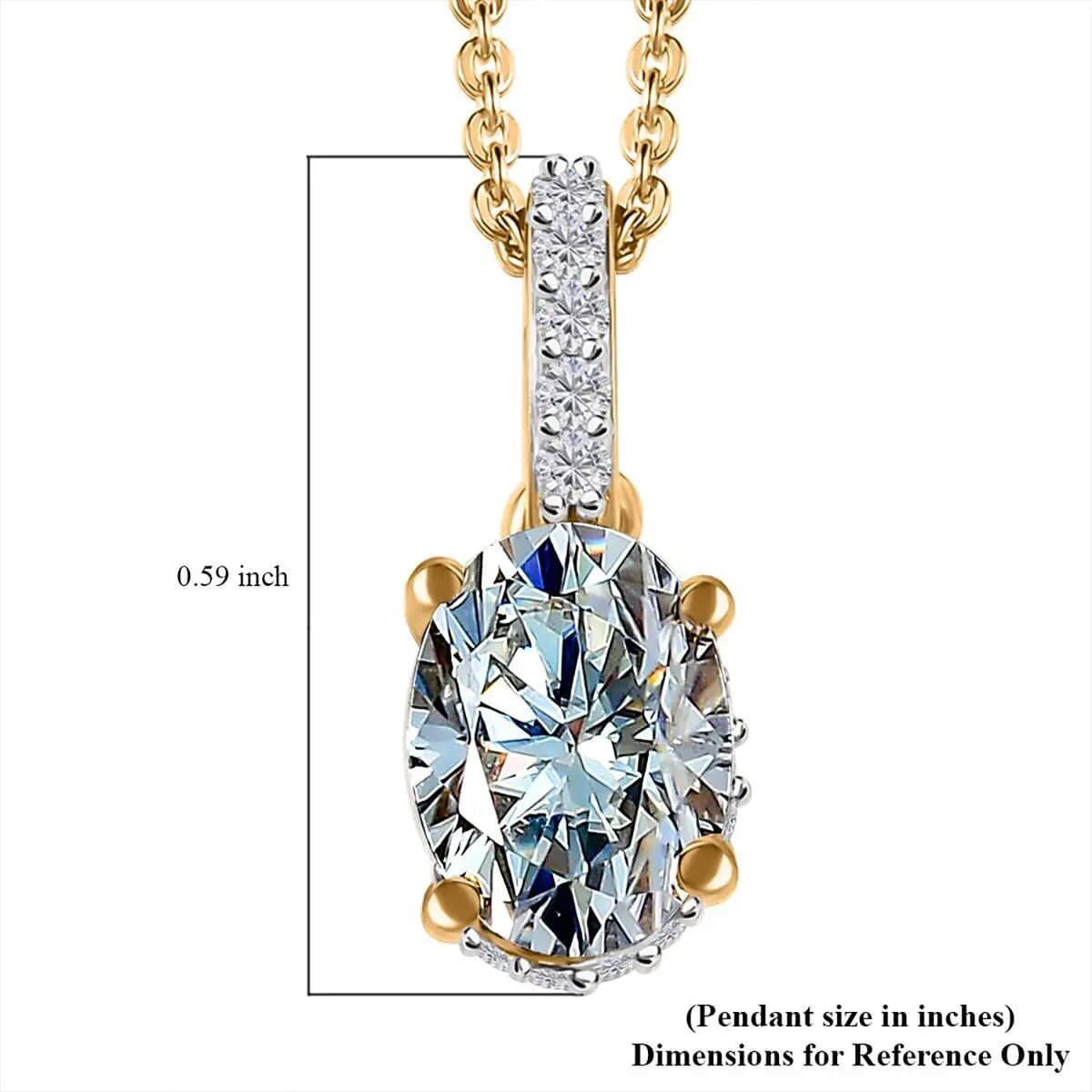 Moissanite Pendant Necklace 20 Inches in Vermeil Yellow Gold Over Sterling Silver 1.65 ctw image number 7