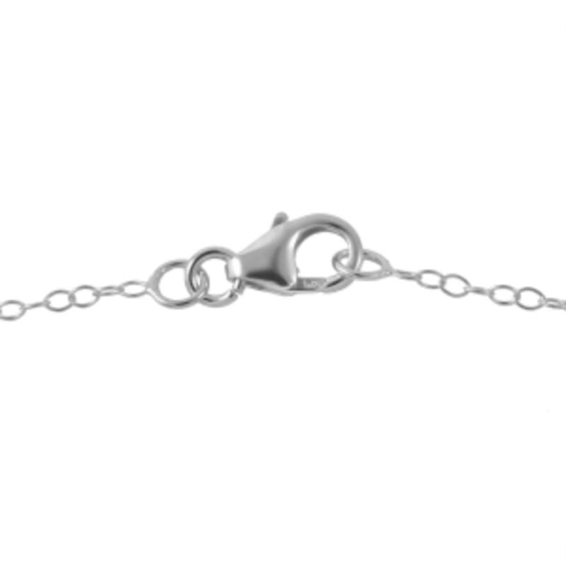 Rainbow Sapphire and White Zircon Pendant 2.40 ctw Necklace in Rhodium Over Sterling Silver 20 Inches