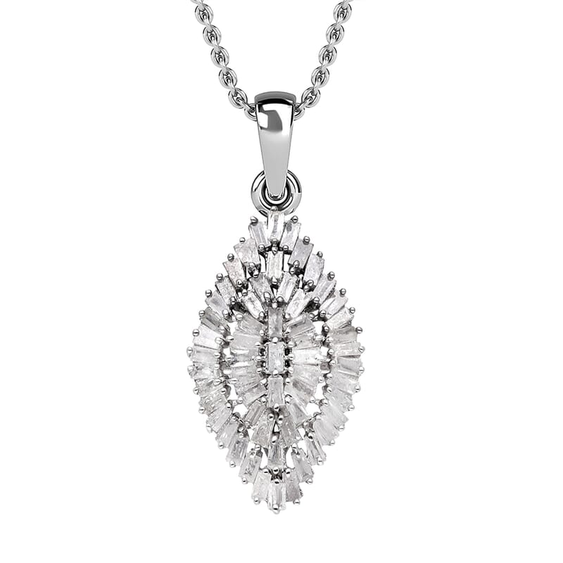 Diamond 1.00 ctw Pendant Necklace (18 Inches) in Platinum Over Sterling Silver