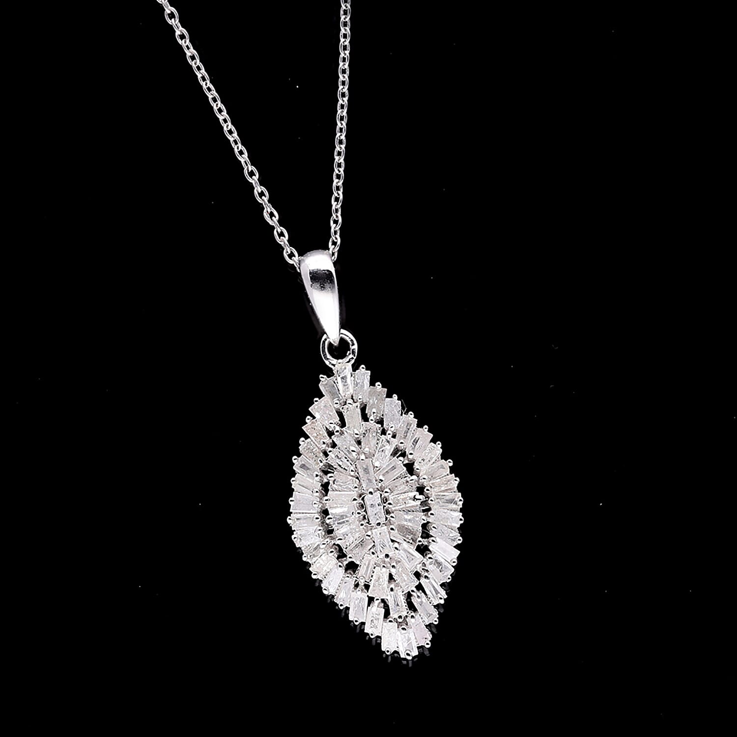 Diamond 1.00 ctw Pendant Necklace (18 Inches) in Platinum Over Sterling Silver