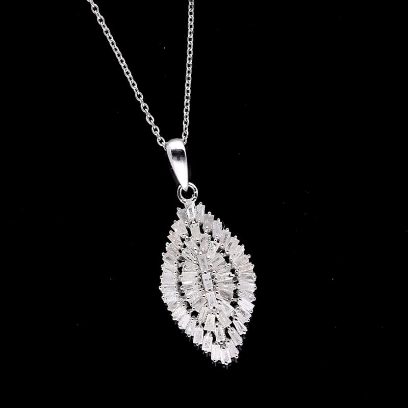 Diamond 1.00 ctw Pendant Necklace (18 Inches) in Platinum Over Sterling Silver