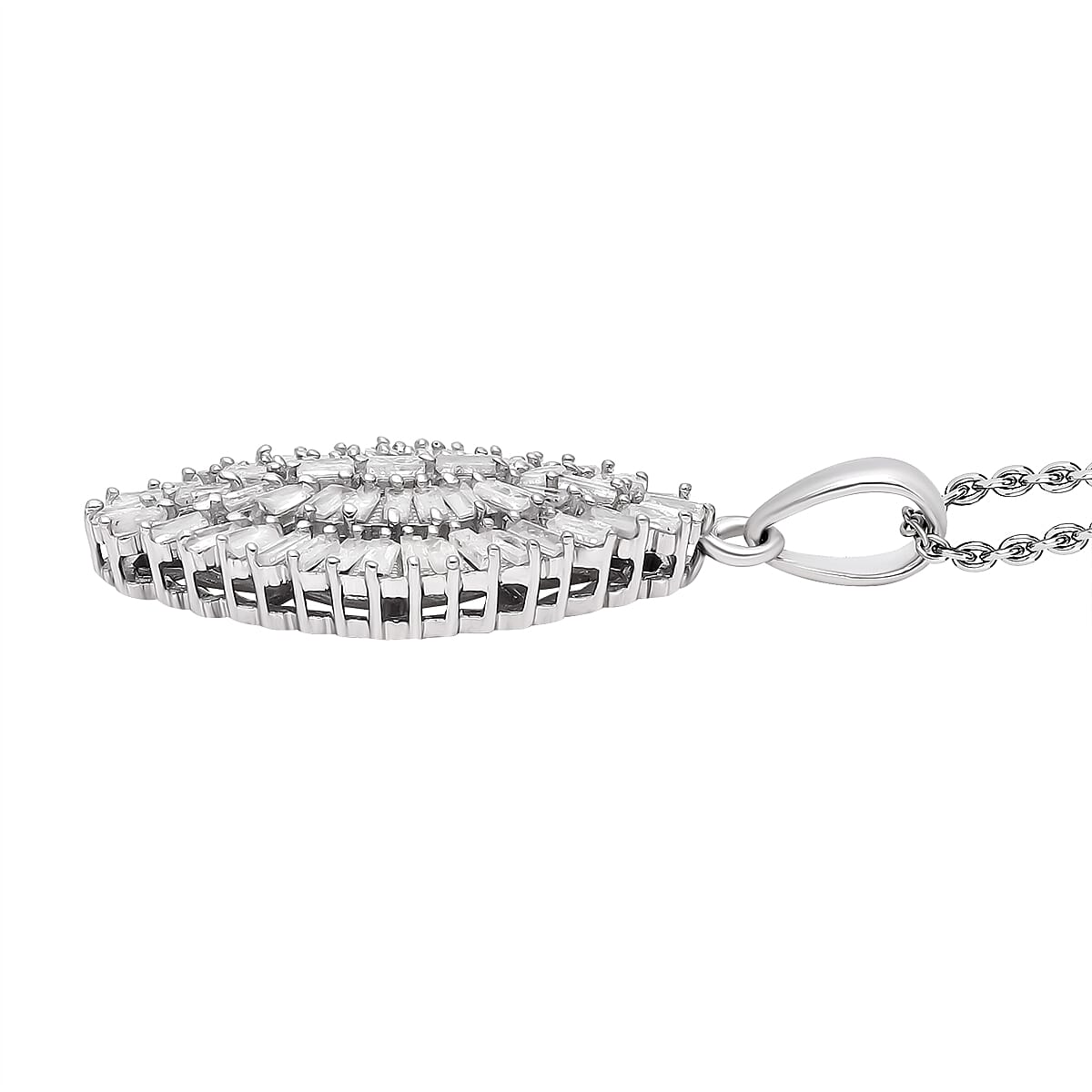 Diamond 1.00 ctw Pendant Necklace (18 Inches) in Platinum Over Sterling Silver