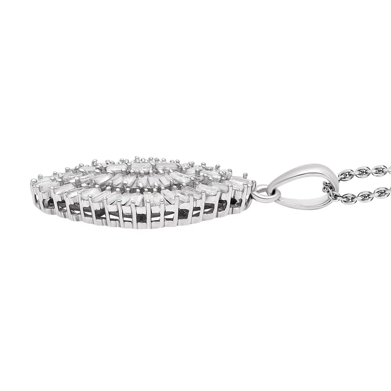 Diamond 1.00 ctw Pendant Necklace (18 Inches) in Platinum Over Sterling Silver