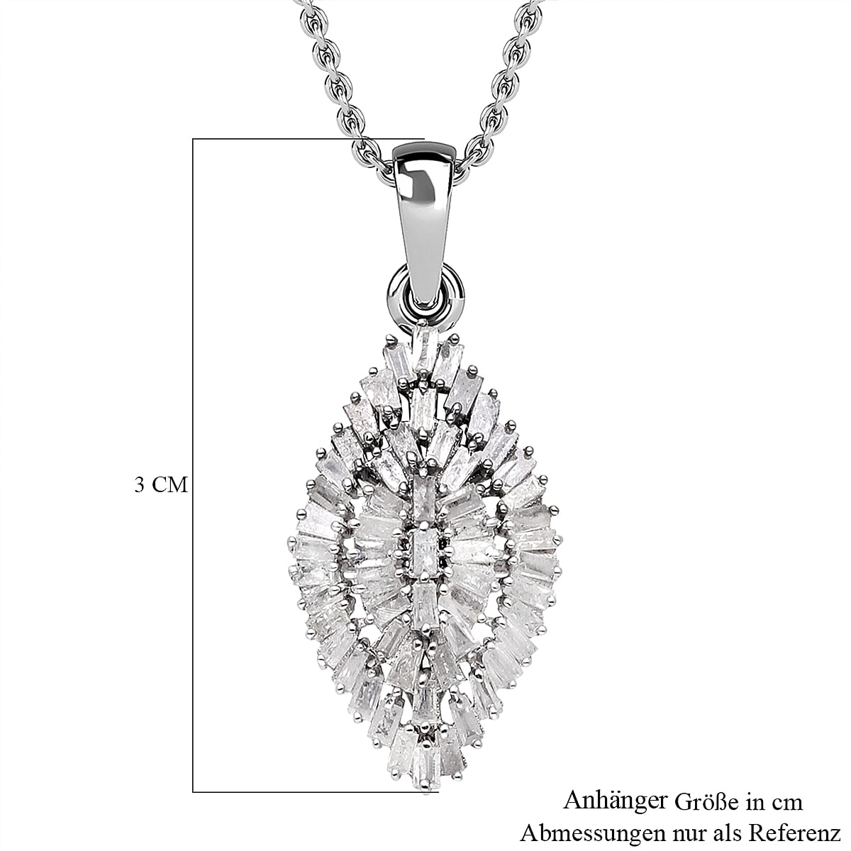 Diamond 1.00 ctw Pendant Necklace (18 Inches) in Platinum Over Sterling Silver