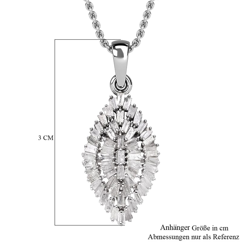 Diamond 1.00 ctw Pendant Necklace (18 Inches) in Platinum Over Sterling Silver