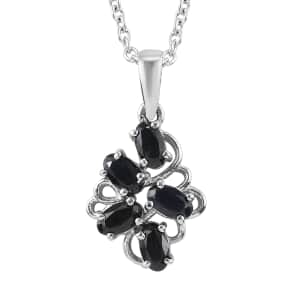 Midnight Sapphire 1.50 ctw Pendant Necklace 20 Inches in Stainless Steel