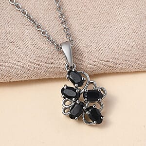 Midnight Sapphire 1.50 ctw Pendant Necklace 20 Inches in Stainless Steel