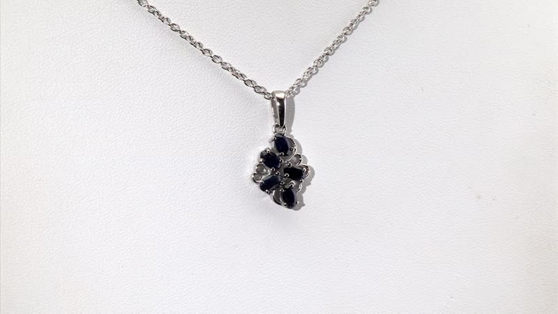 Midnight Sapphire 1.50 ctw Pendant Necklace 20 Inches in Stainless Steel