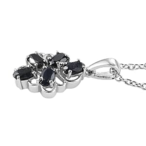 Midnight Sapphire 1.50 ctw Pendant Necklace 20 Inches in Stainless Steel