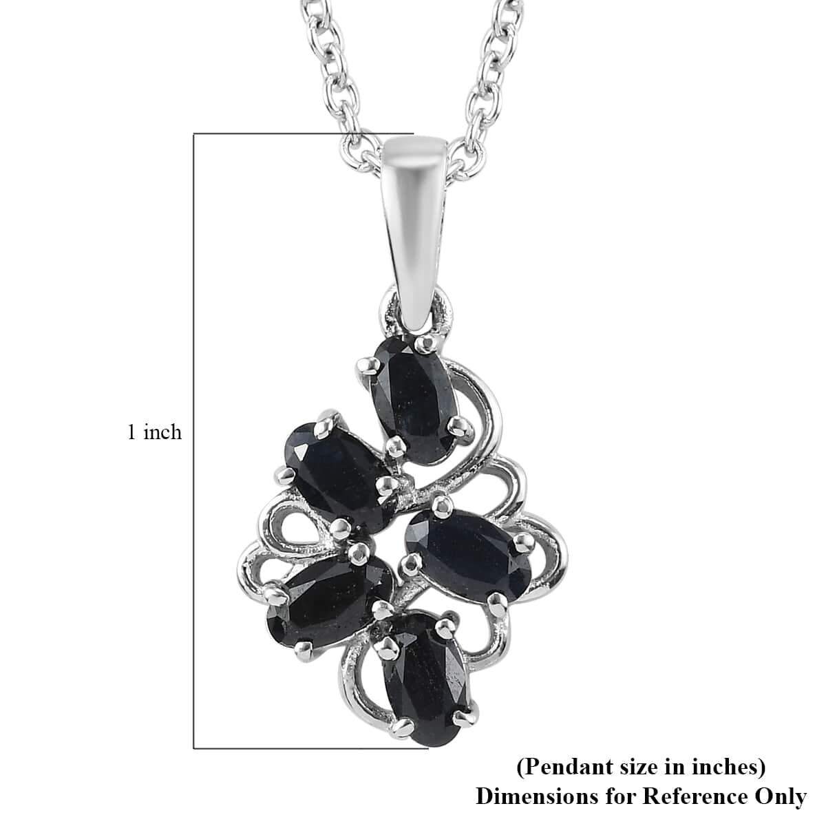 Midnight Sapphire 1.50 ctw Pendant Necklace 20 Inches in Stainless Steel image number 5