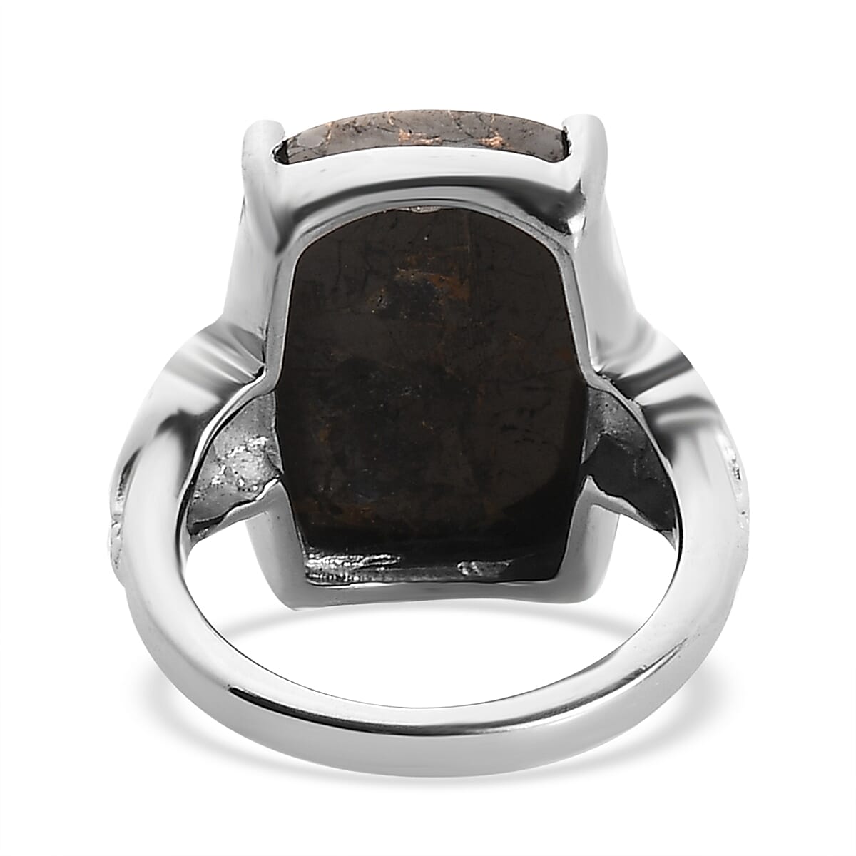 Matrix Silver Shungite Solitaire Ring (Size 7.0) and Pendant Necklace 20 Inches in Stainless Steel 20.60 ctw image number 5