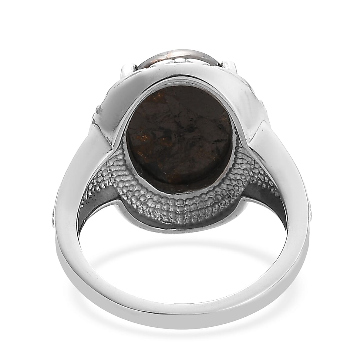 Matrix Silver Shungite Solitaire Ring Size 10.0 and Pendant Necklace 20 Inches in Stainless Steel 8.50 ctw image number 5