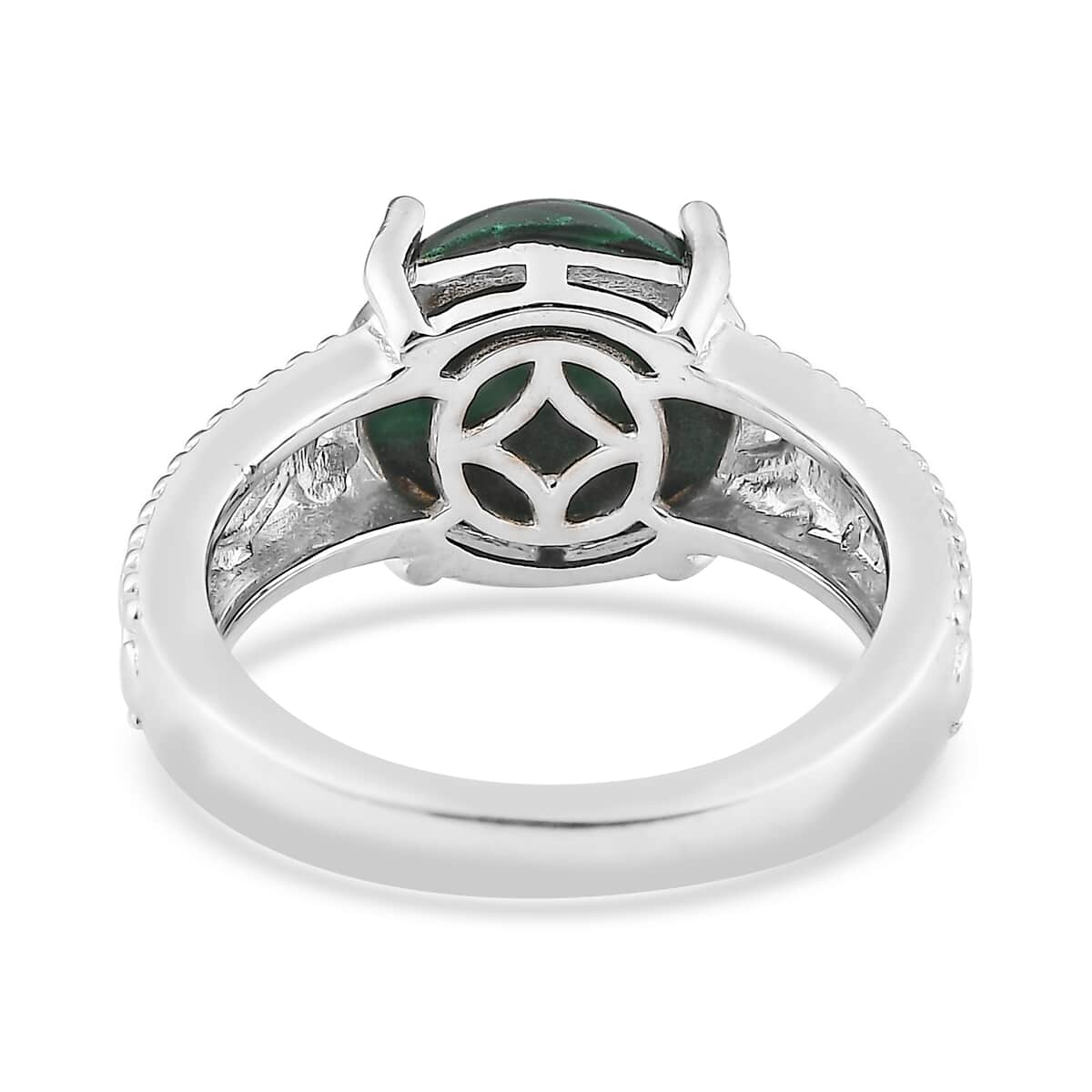 Karis African Malachite Solitaire Ring (Size 7.0), Pendant in Platinum Bond with Stainless Steel Necklace (20 Inches) 9.20 ctw image number 5