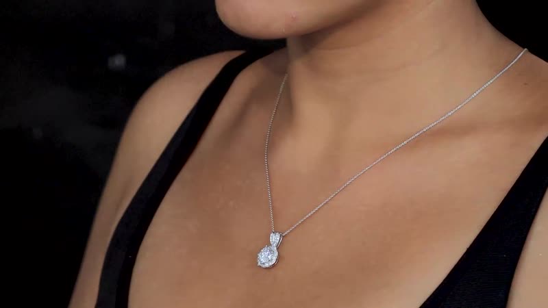 Moissanite Pendant Necklace 20 Inches in Platinum Over Sterling Silver 2.00 ctw